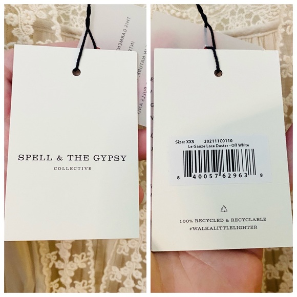 NWT Spell & the Gypsy Collective Off White Le Gauze Lace Duster - Picture 17 of 17